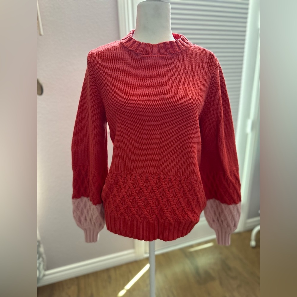 Crown and ivy red and pink bell sleeves sweater size m